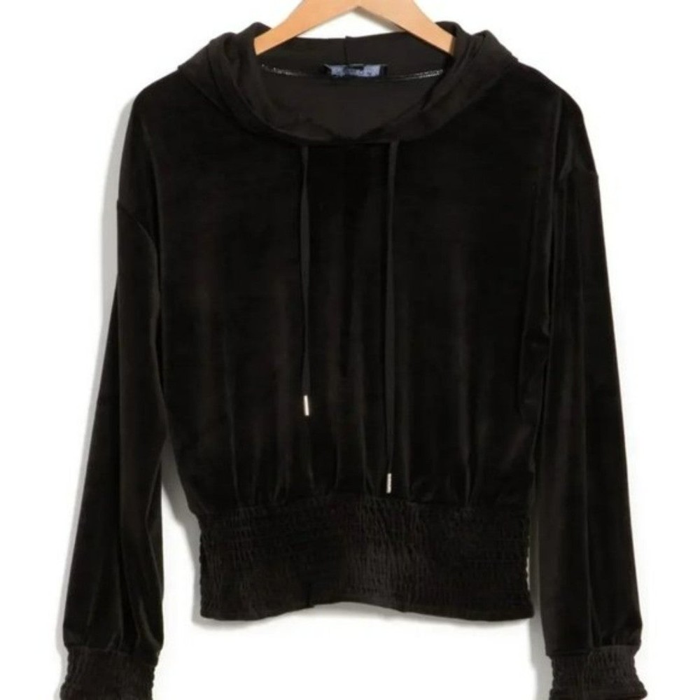 Velour Smocked Sweatshirt LAUNDRY BY SHELLI SEGAL NWTS